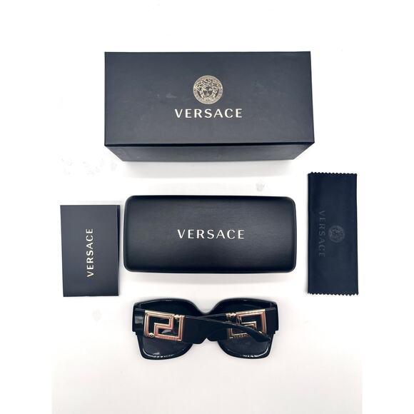 VERSACE NEW IN BOX Sunglasses, Black with Gold Medusa Accents 4402, Retails $394 main image 6